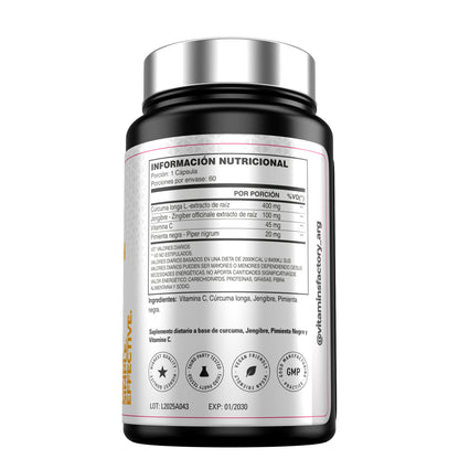 Ultimate Curcuzen 400mg informacion nutricional - Curcuma 400mg Jengibre Vitamina C Pimienta Negra